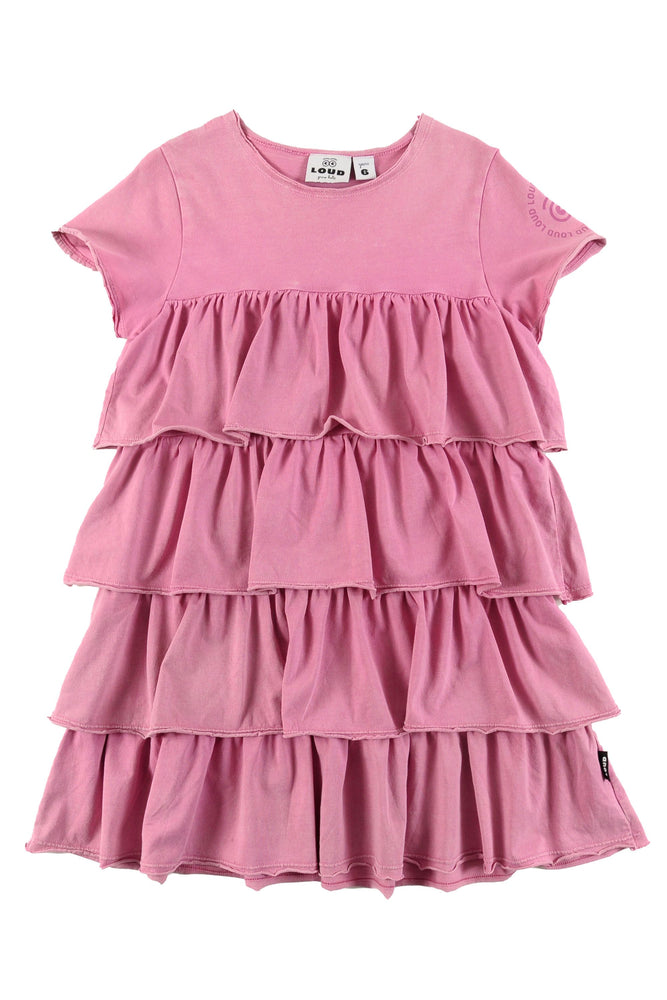 Loud Apparel Tiered Layer Dress - Azalea Marble Dye