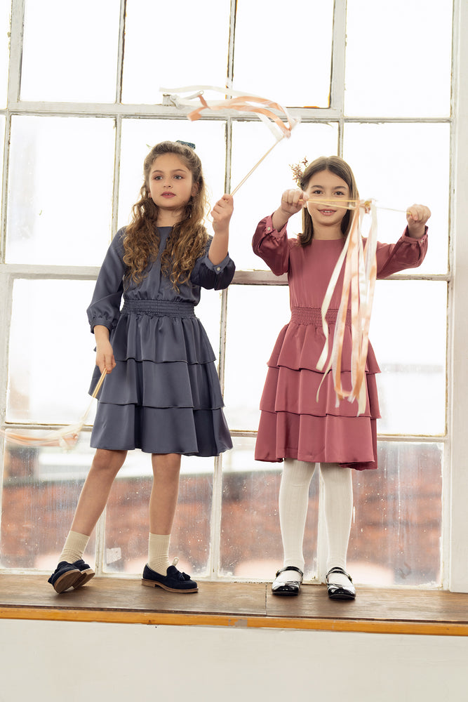 Teela Triple Tiered Skirt - Blue Silky