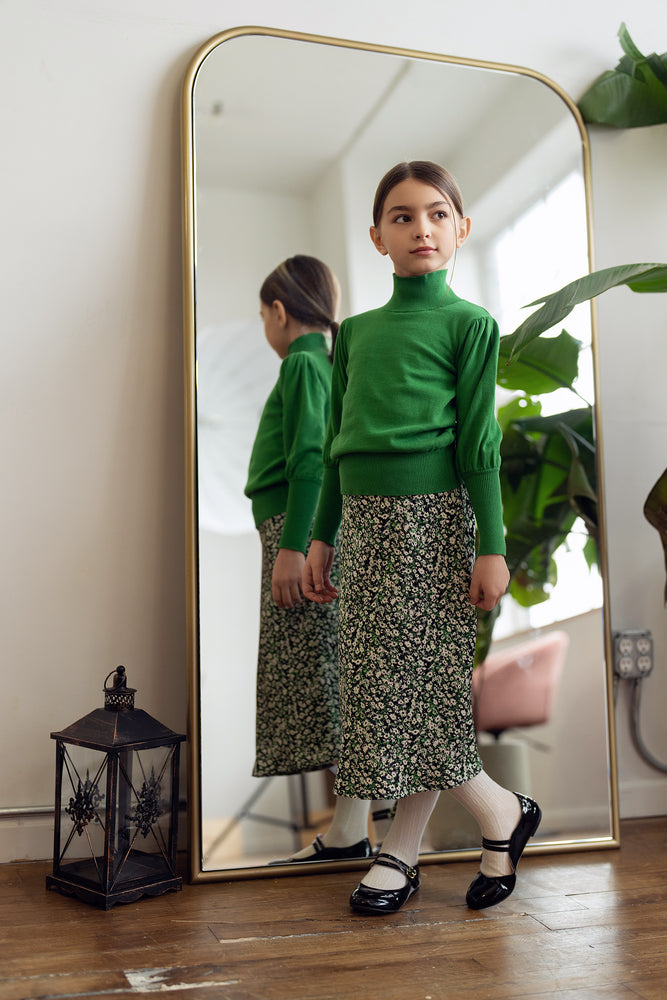 Teela Puff Sleeve Sweater - Green