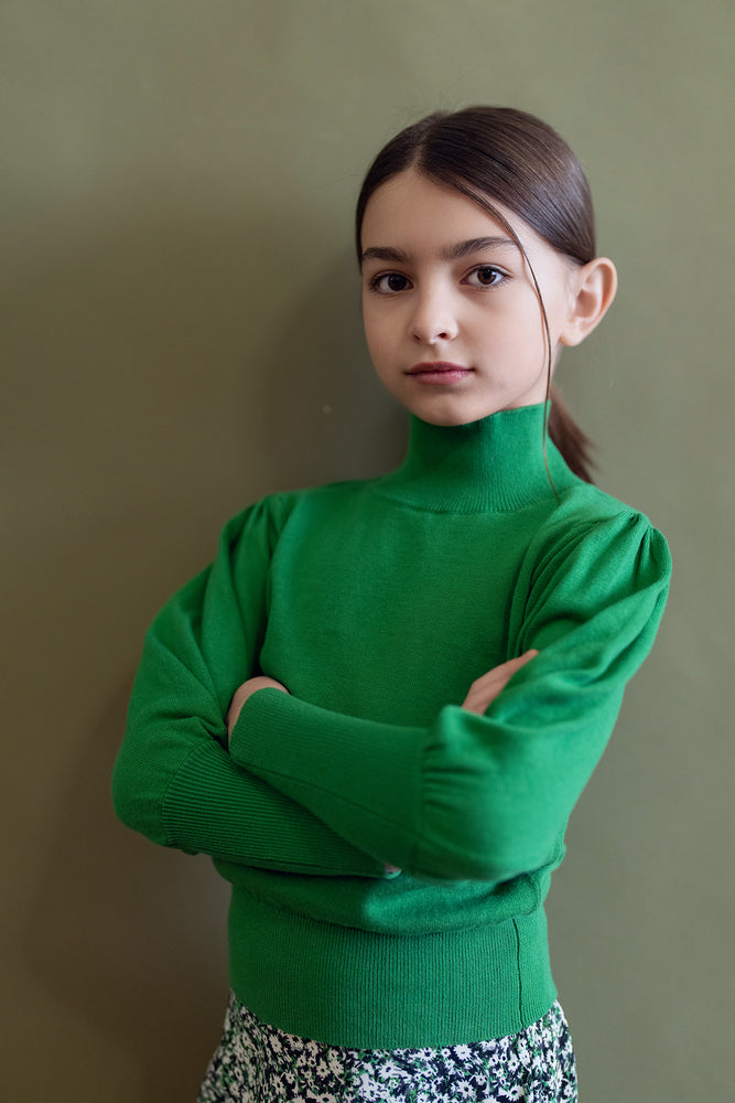 Teela Puff Sleeve Sweater - Green