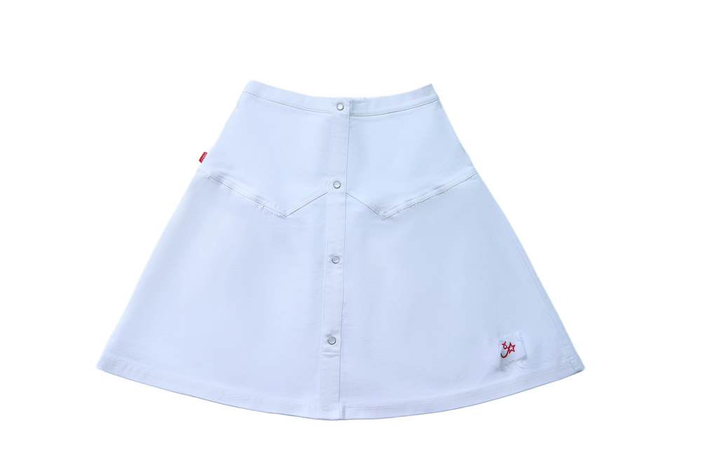 Crew Kids Denim Patch Skirt - White