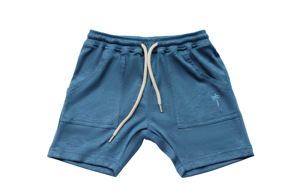 Crew Kids Palm Cotton Shorts - Blue
