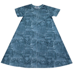 Crew Kids Jean Patchwork Printed Dress - Blue