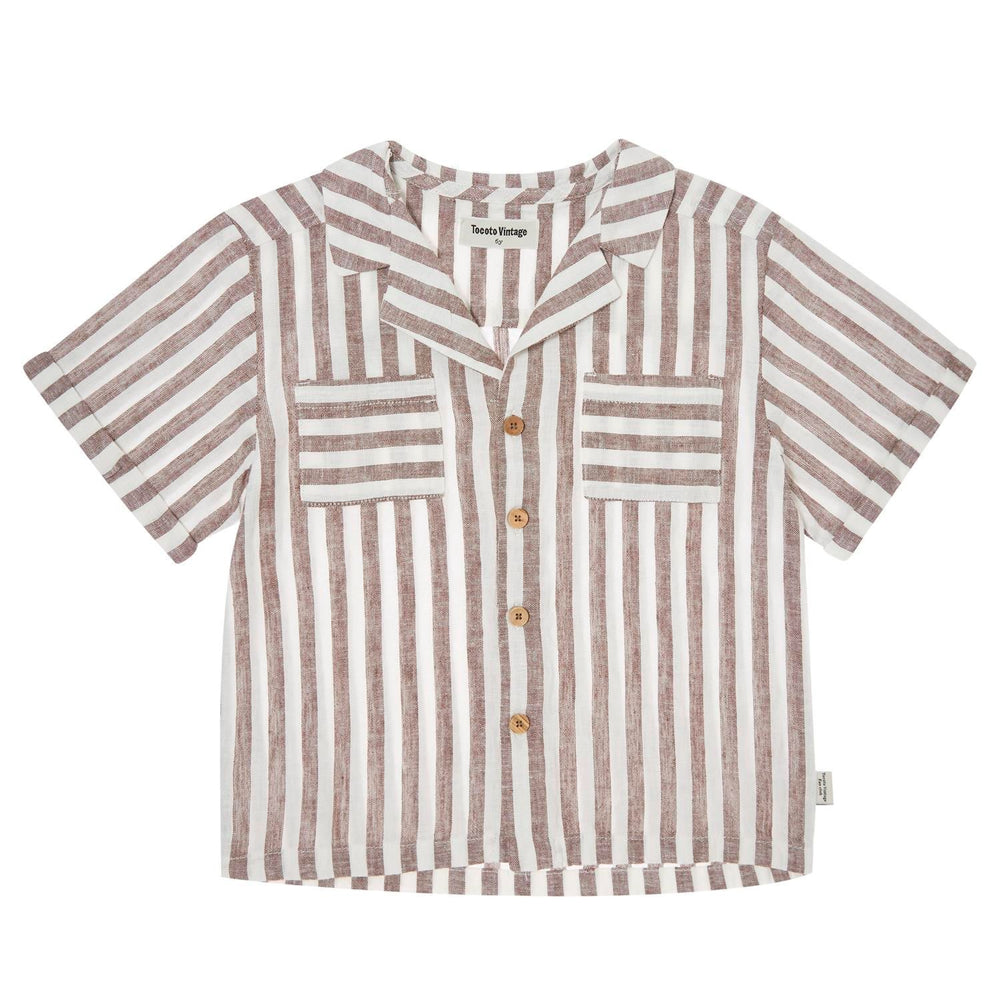 トップス TOCO Tocoto Vintage Brown Striped Shirt – The Shoppe Miami