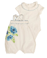 Belati Baby Overall Set - Blue Poppy Print
