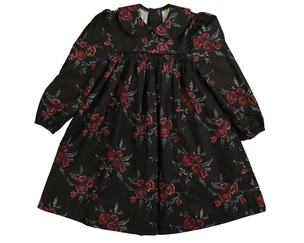 Belati Floral Collared Dress - Navy
