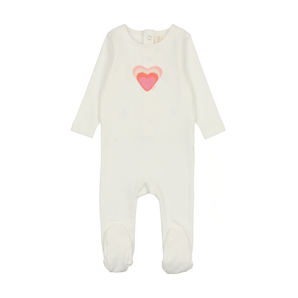 Lilette Big Graphic Heart Footie - Winter White