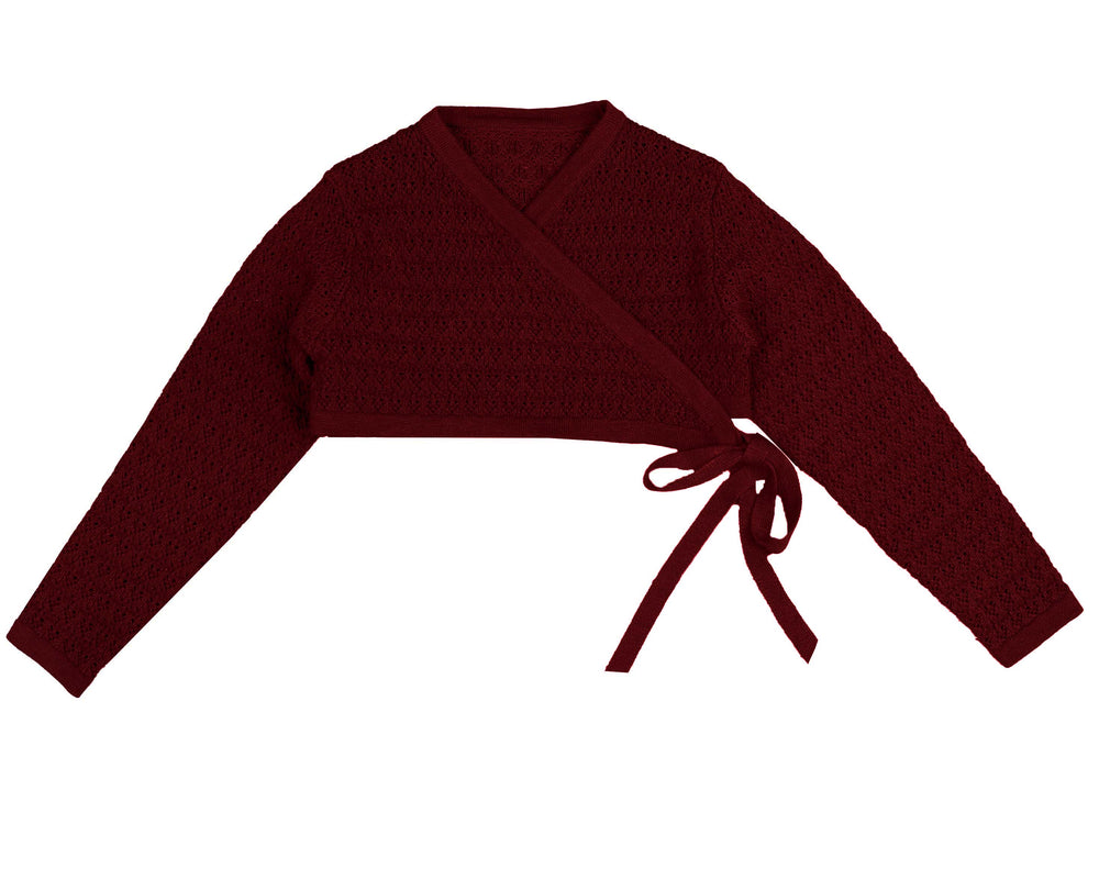Belati Wrap Knit Cropped Cardigan - Wine