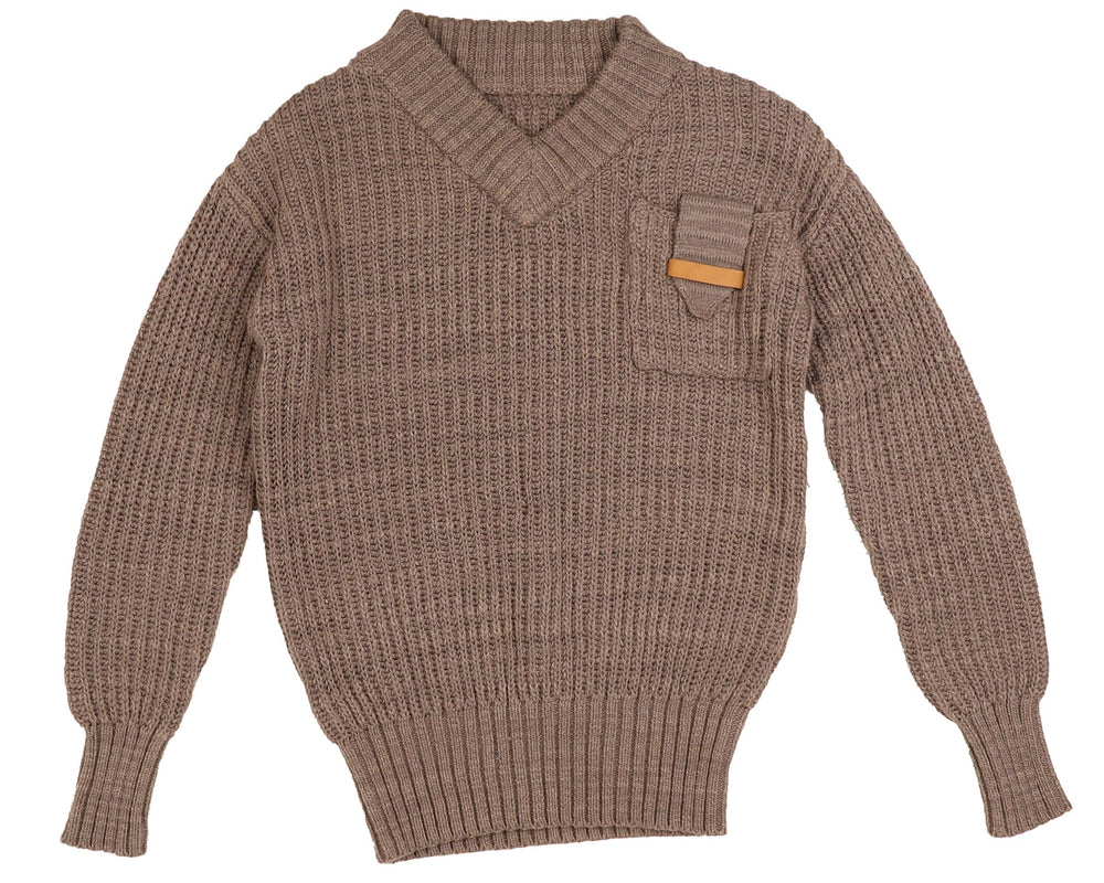 Belati Pocket Flap Detail Knit Sweater - Taupe