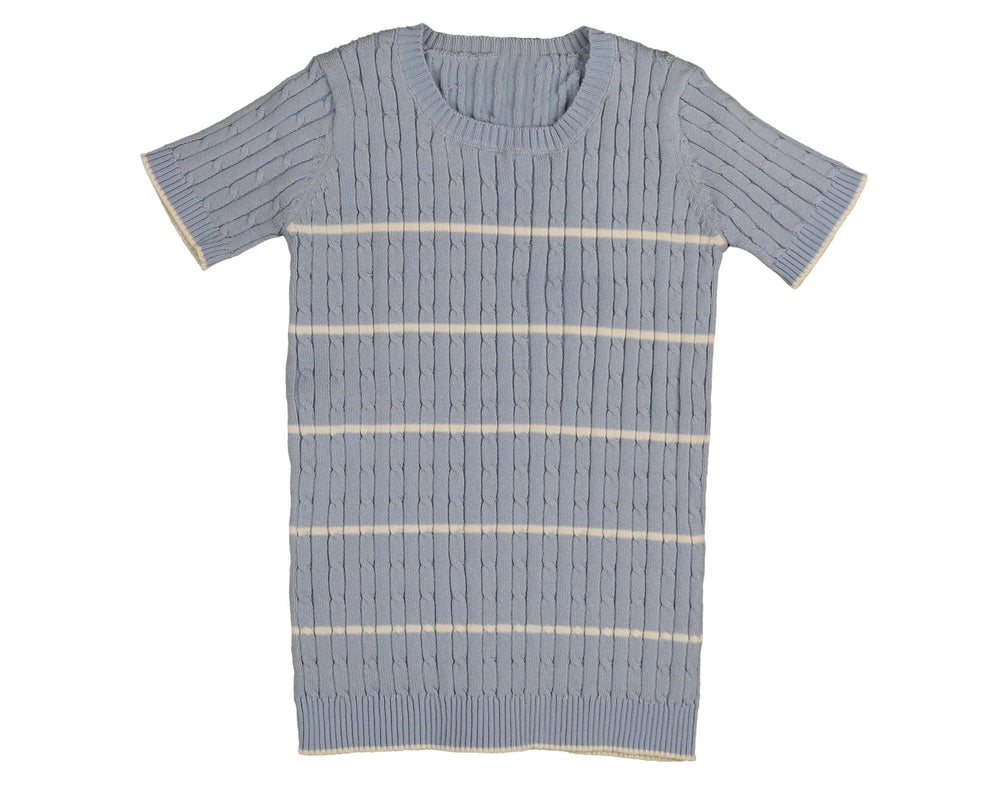 Belati Cabled Striped Knit - Light Blue