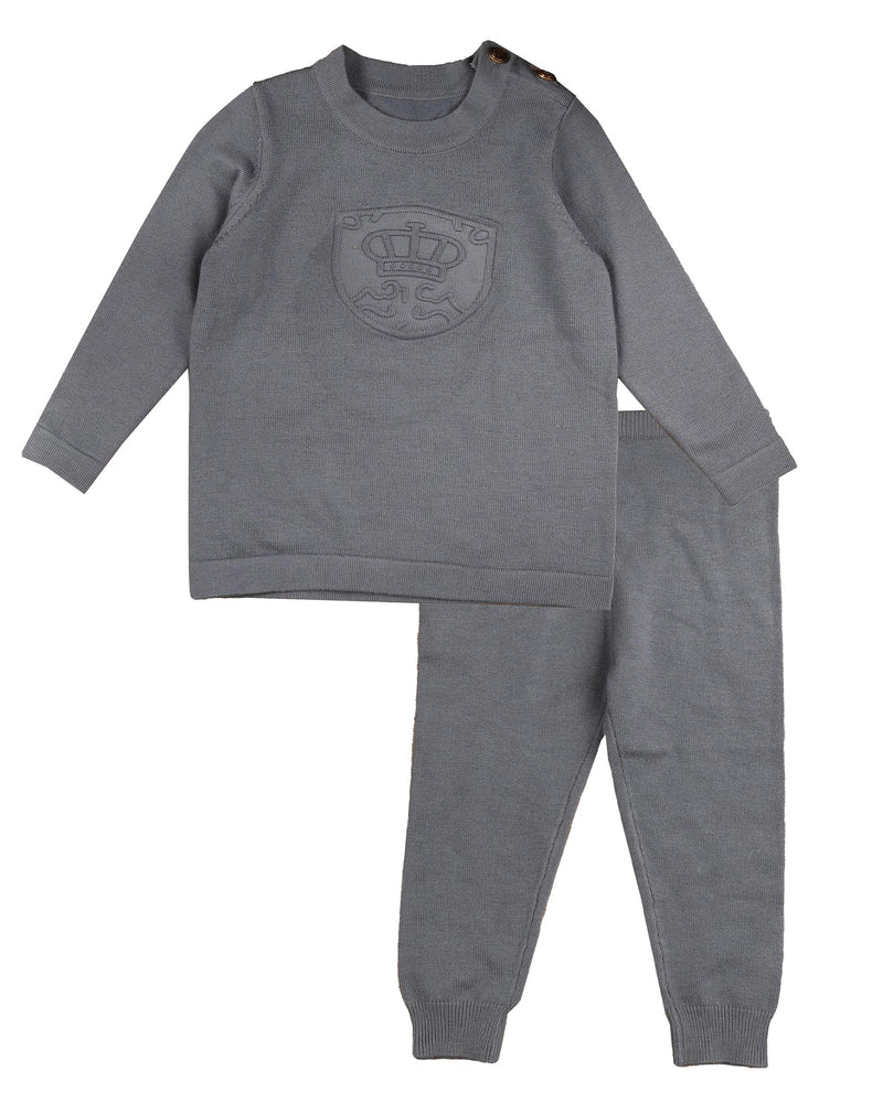 Belati Embossed Logo Knit Set - Dusty Blue