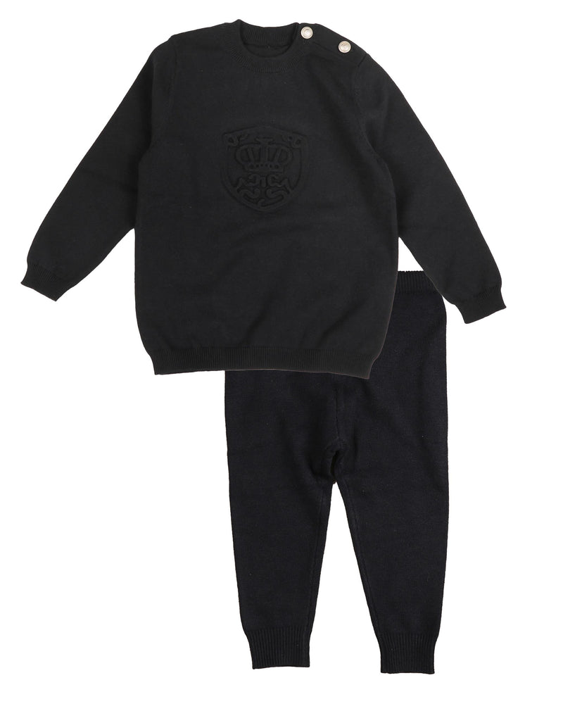 Belati Embossed Logo Knit Set - Navy