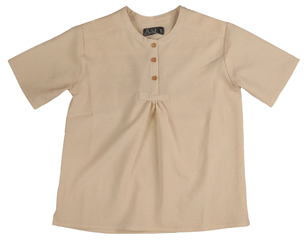 Belati Striped Seersucker Shirt - Beige