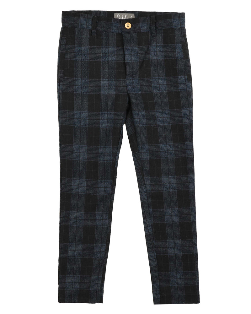 Belati Plaid Slim Trouser - Navy/Blue