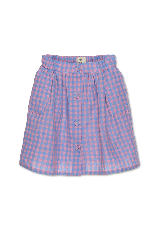 Wander & Wonder Quilted Skirt - Blue/Pink Check