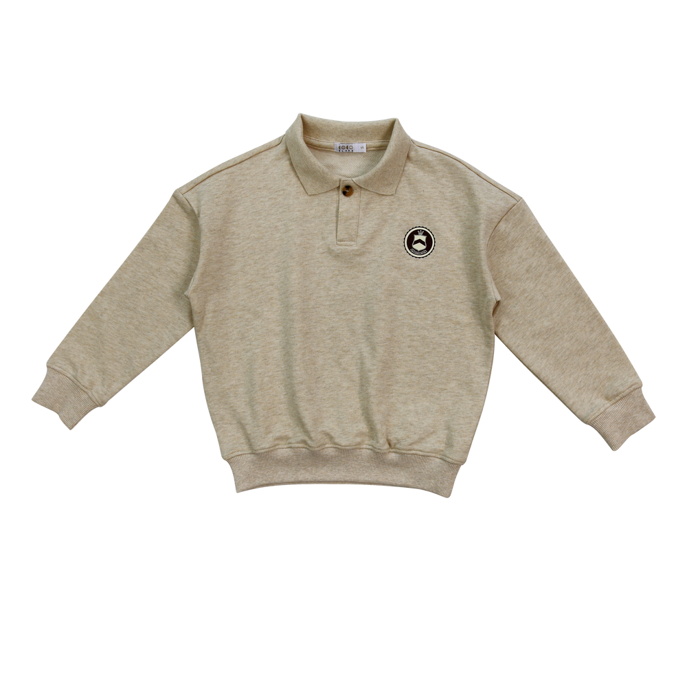 Coco Blanc Boys Polo Sweatshirt - Tan