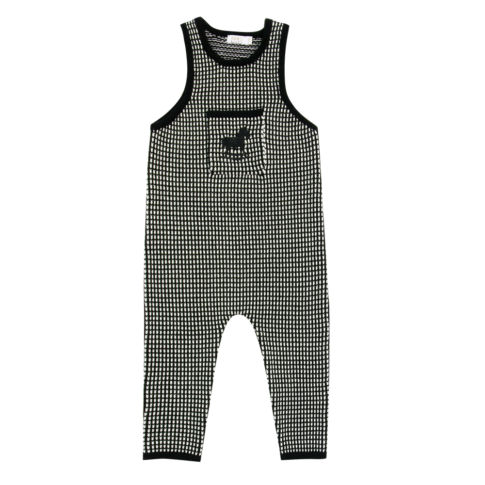Coco Blanc Knit Horse Romper - Black/White