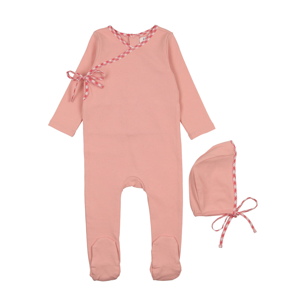 Coco Blanc Wrap Footie & Bonnet Set - Pink