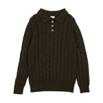Analogie Cable Knit Polo - Olive