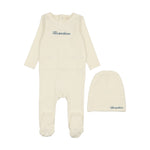 Lilette Cotton Footie Word Set - Milk/Cloud