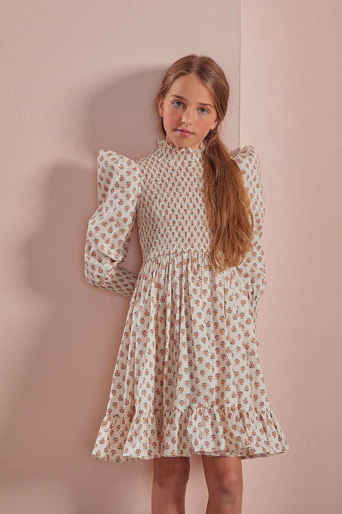Petite Amalie Shirred Cord Toffee Print Dress