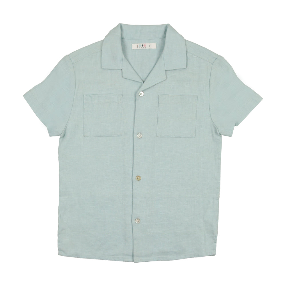 Coco Blanc Button Down Linen Shirt - Blue