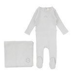 Lilette Striped Pointelle Footie and Blanket Set - Powder Blue