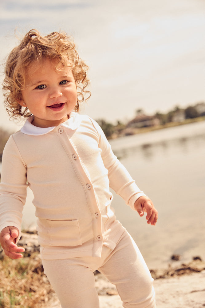 Little Parni Collar Cardigan Set - Pink