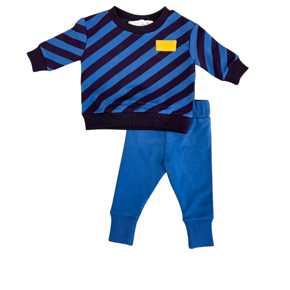 Teela Diagonal Baby Set - Huckleberry/Bering Sea