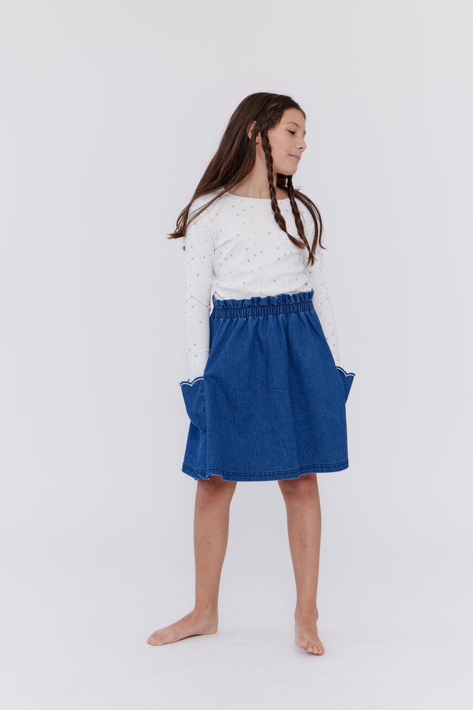 Crew Kids Edge Stitch Top - White