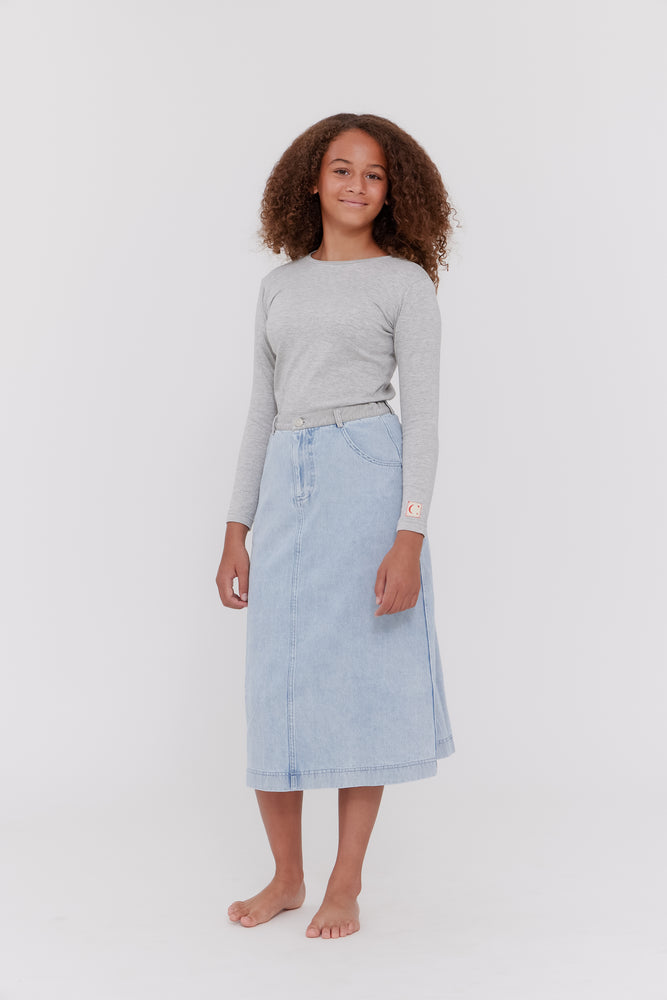 Crew Kids Two Tone Maxi Skirt - Light Blue