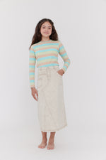 Crew Kids Stitch Detail Maxi Skirt - Stone