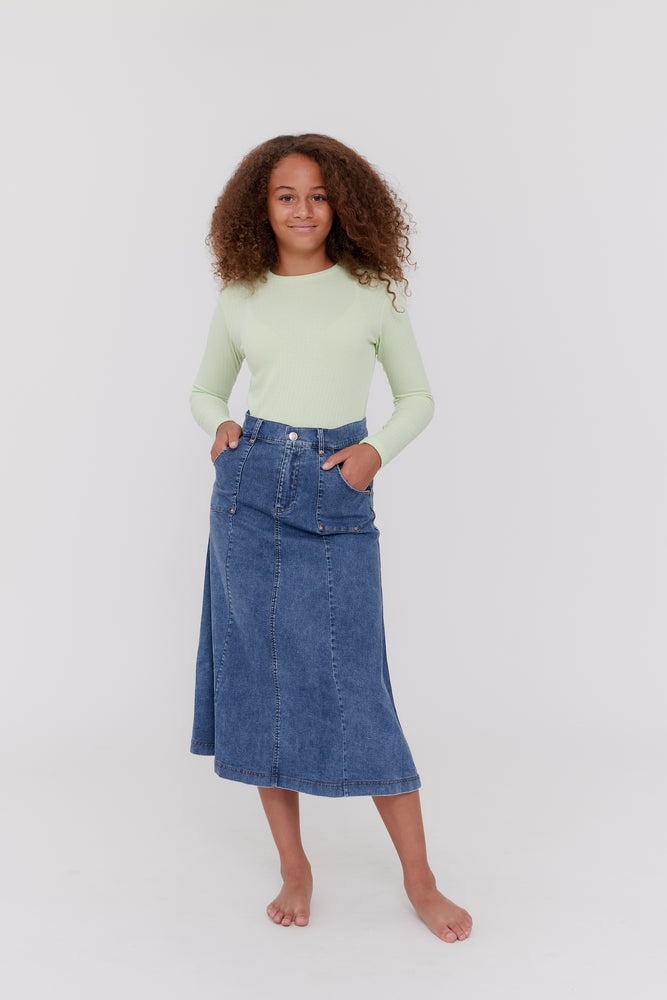 Crew Kids Pocket Maxi Skirt - Blue