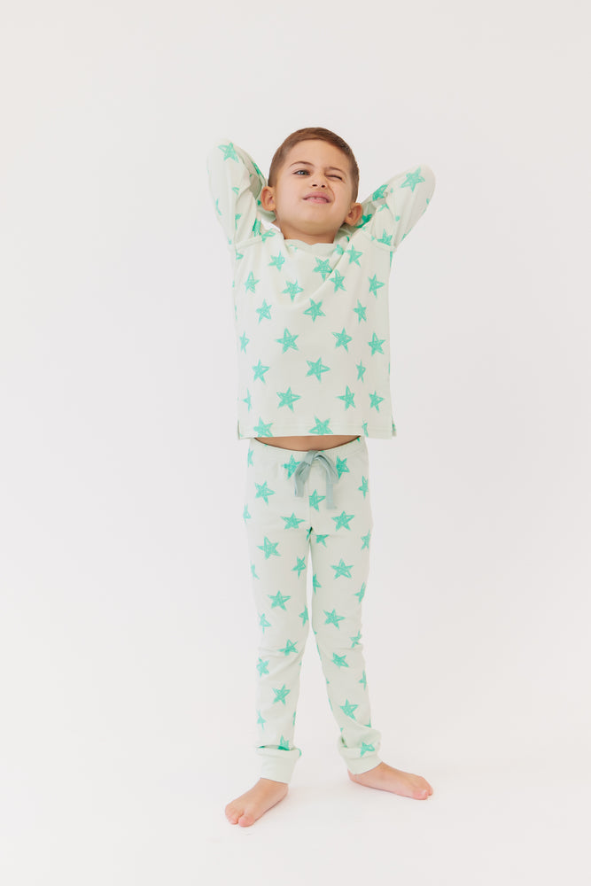 Crew Kids Star Pajamas - Celery