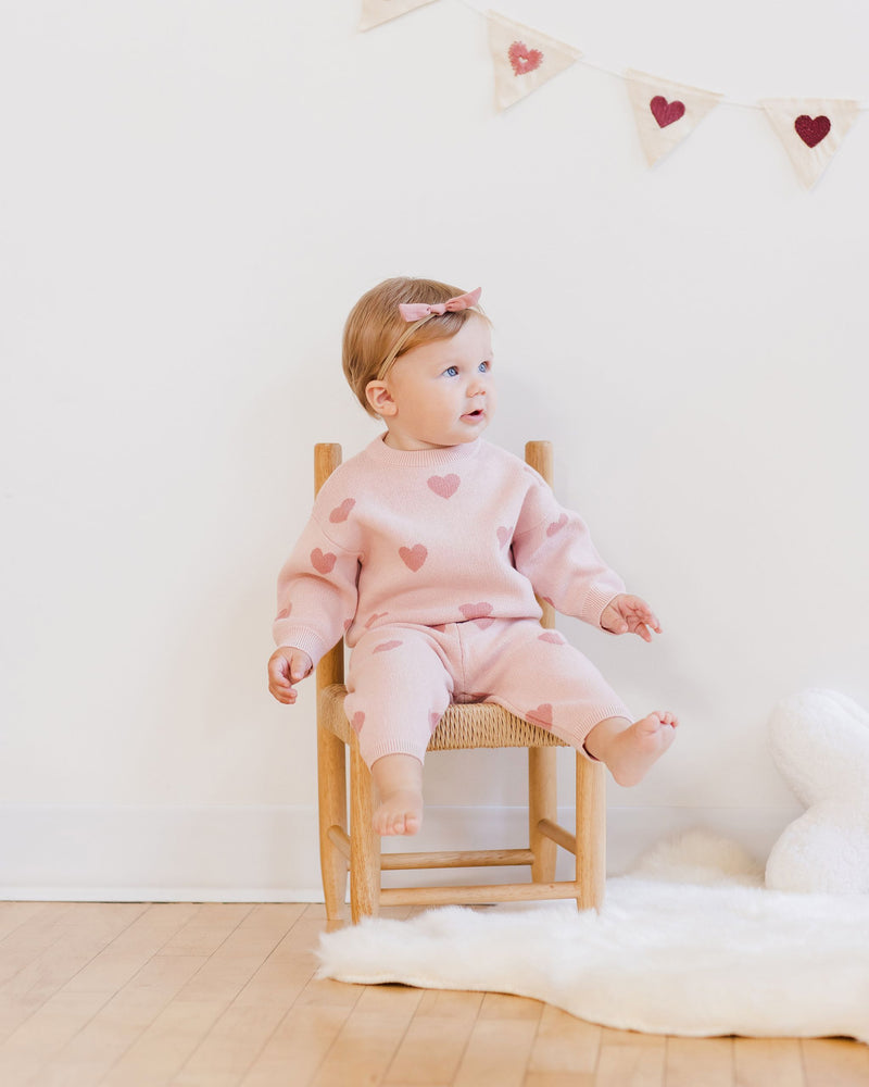 Quincy Mae Knit Heart Set - Bubblegum