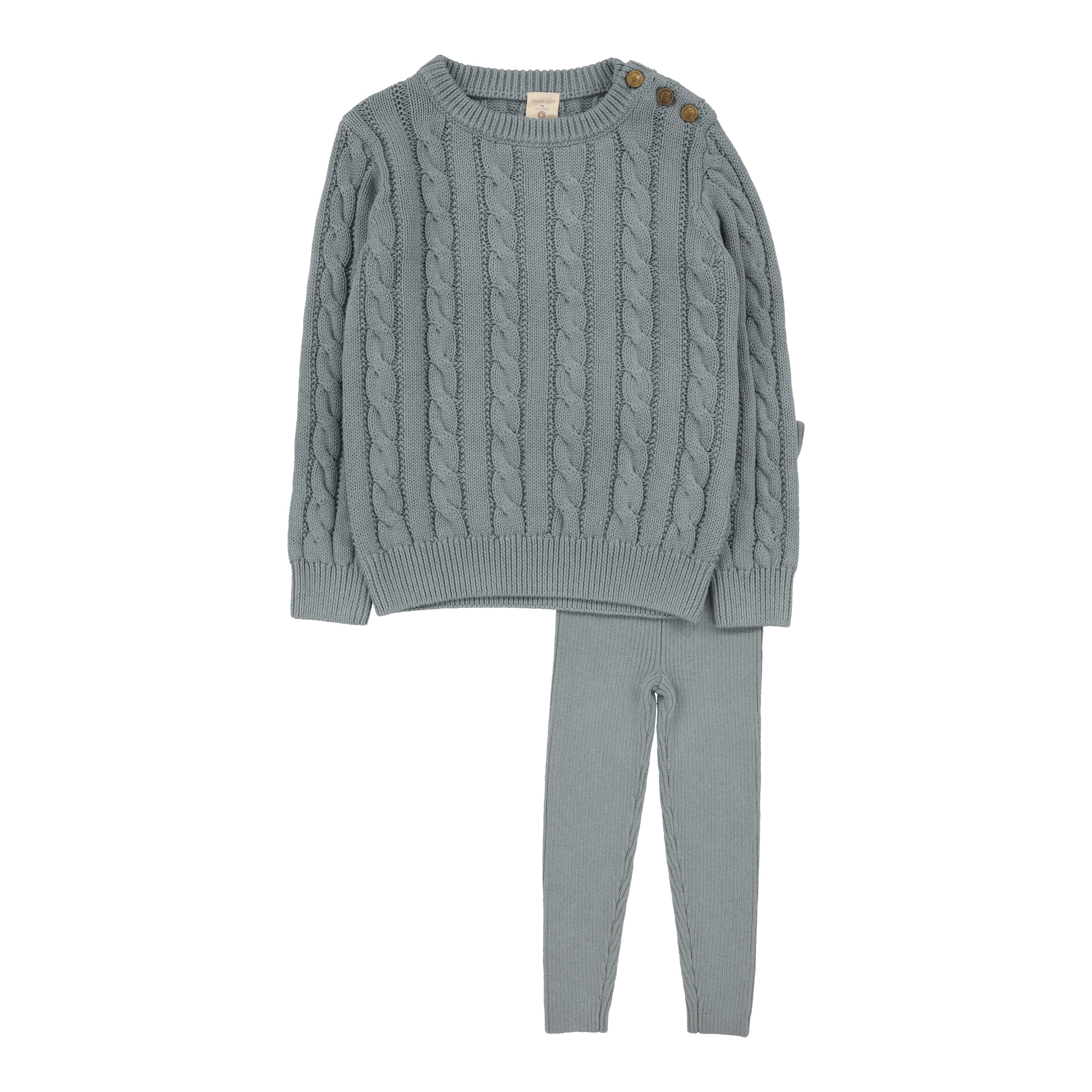 Analogie Cable Knit Set - Dusty Blue – The Shoppe Miami