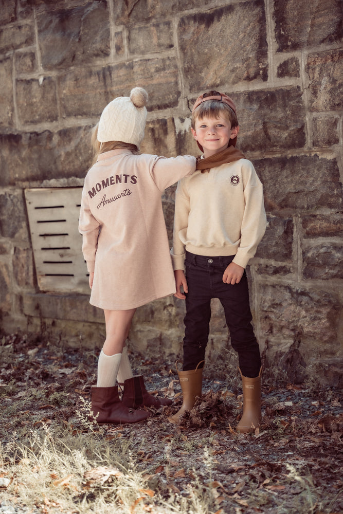 Coco Blanc Boys Polo Sweatshirt - Tan