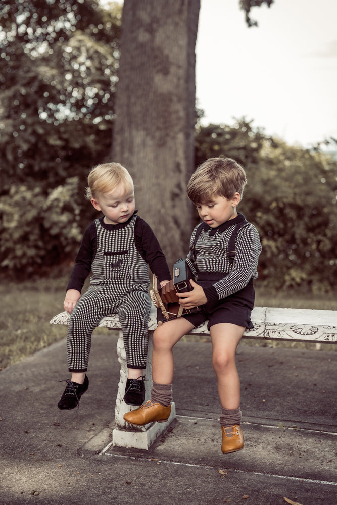Coco Blanc Boys Collared Sweater - Black/White