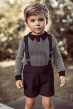 Coco Blanc Boys Collared Sweater - Black/White