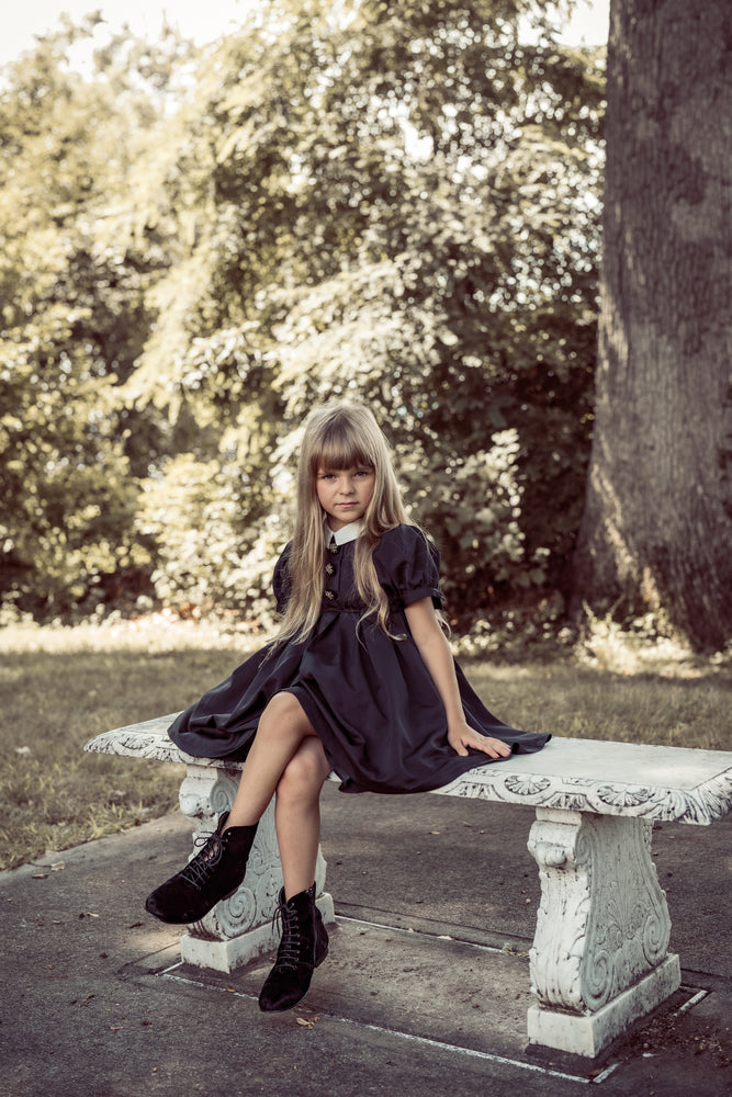 Coco Blanc Short Sleeve Taffeta Dress - Black