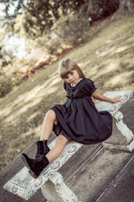 Coco Blanc Short Sleeve Taffeta Dress - Black