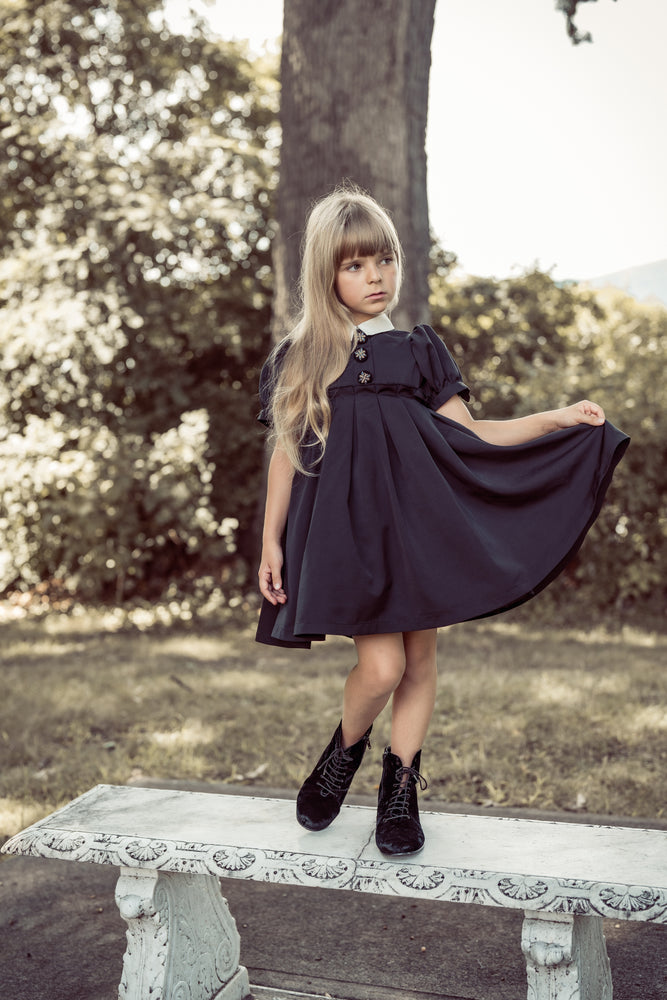 Coco Blanc Short Sleeve Taffeta Dress - Black