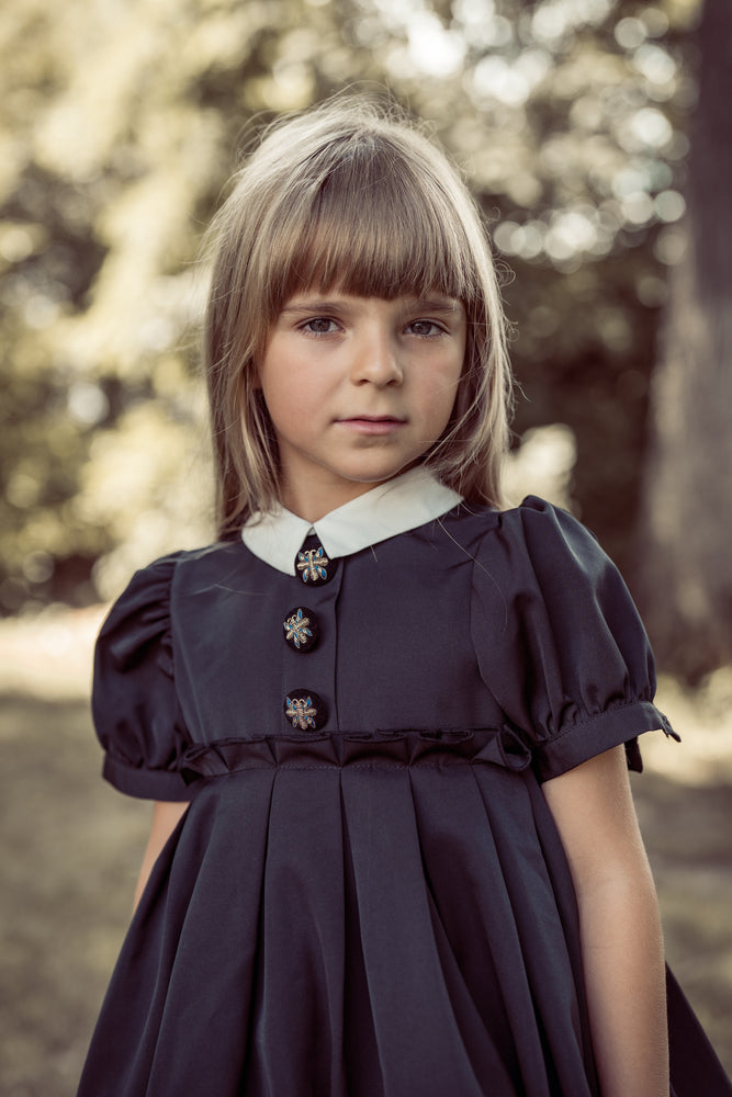 Coco Blanc Short Sleeve Taffeta Dress - Black