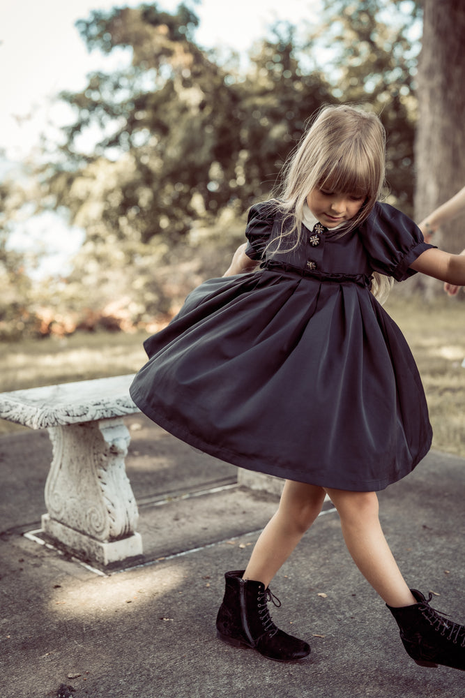 Coco Blanc Short Sleeve Taffeta Dress - Black
