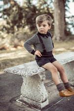 Coco Blanc Boys Collared Sweater - Black/White