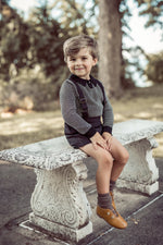 Coco Blanc Boys Collared Sweater - Black/White