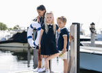 Analogie Short Sleeve Pique Dress - Navy