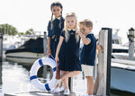 Analogie Short Sleeve Pique Dress - Navy