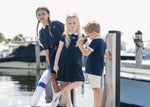 Analogie Short Sleeve Pique Dress - Navy