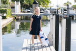 Analogie Short Sleeve Pique Dress - Navy